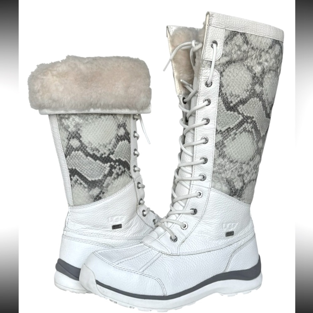 UGG Adirondack iii Tall White Snake Skin Boots Size 9